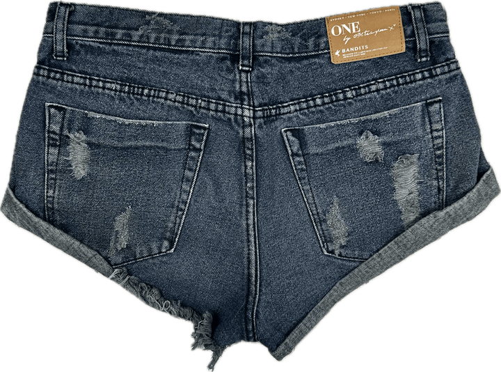 One Teaspoon 'Bandits' Rolled Cuff Denim Shorts - Size 27" - Jean Pool