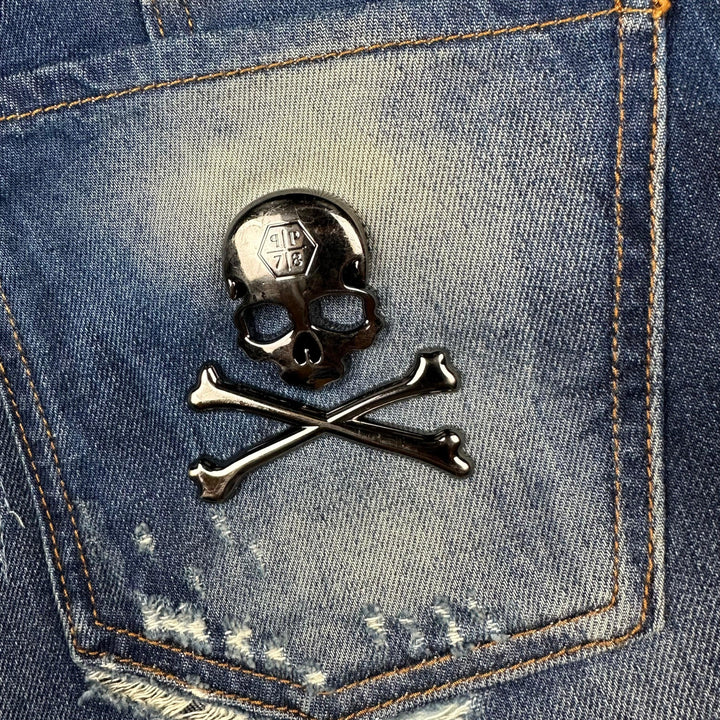 Philipp Plein Mens 'Petrol Water' Straight Cut Jeans -Size 38