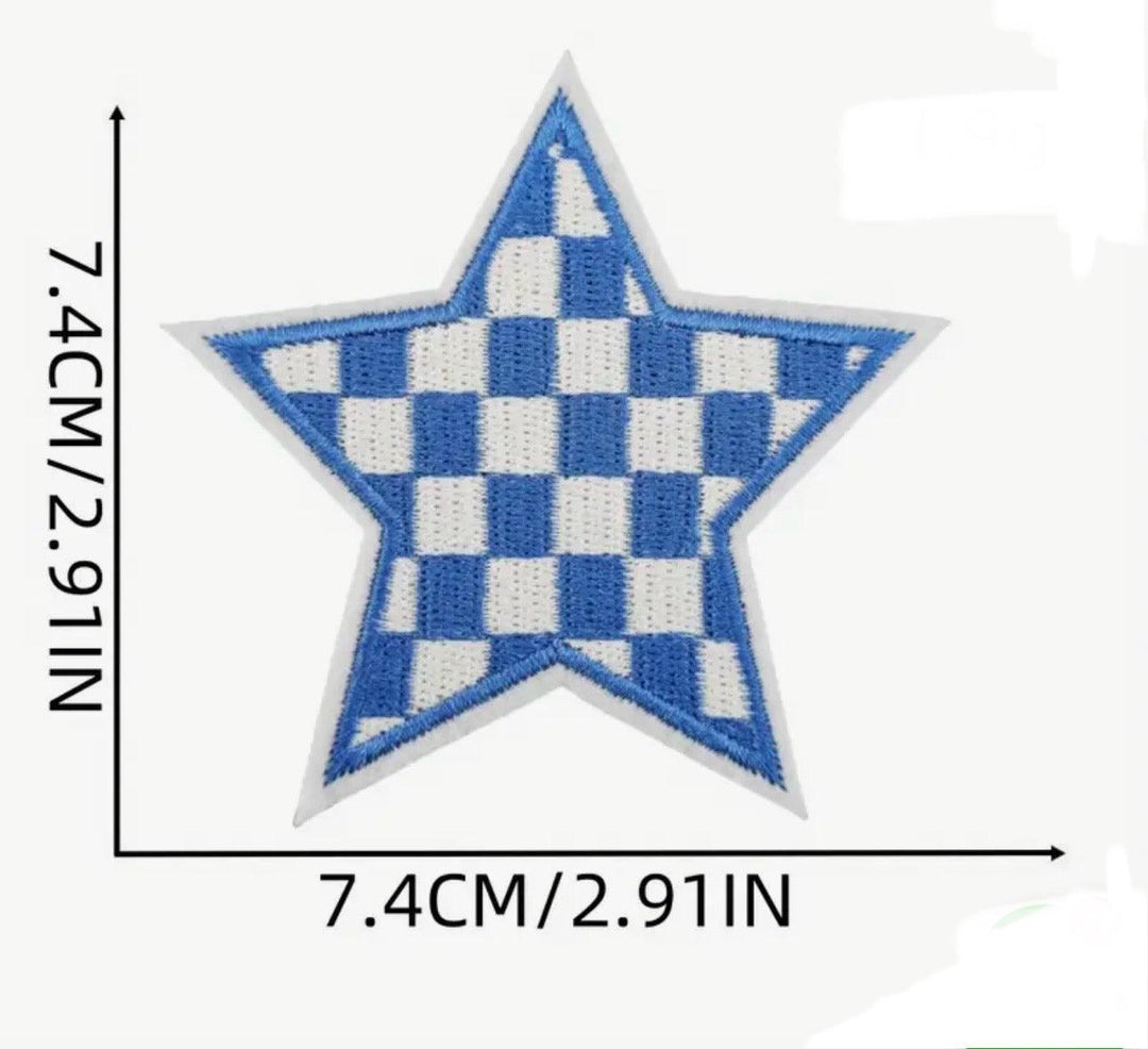 Checkered Star - Embroidered Cloth Patch - Jean Pool