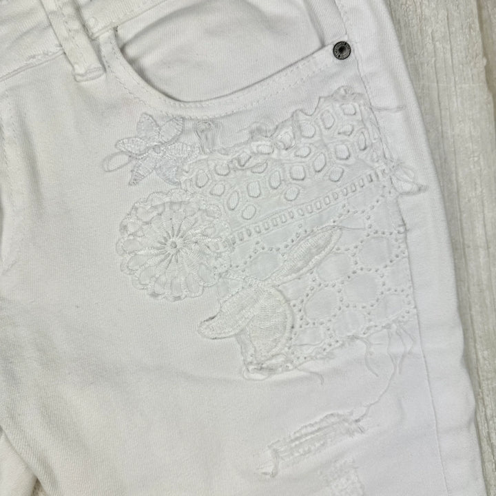 Desigual Embellished White on White Ladies Jeans- Size 28