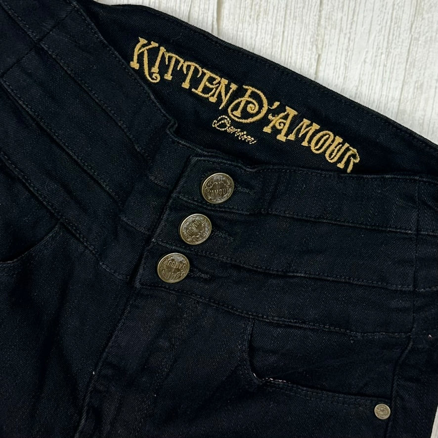 Kitten D'Amour High Skinny Exposed Button Black Jeans- Size 24