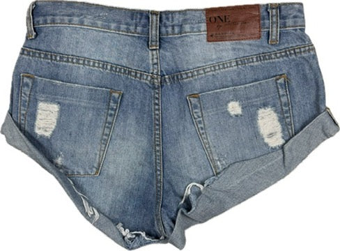 One Teaspoon Exposed Button Fly  Bandits Rolled Cuff Shorts  - Size 26"