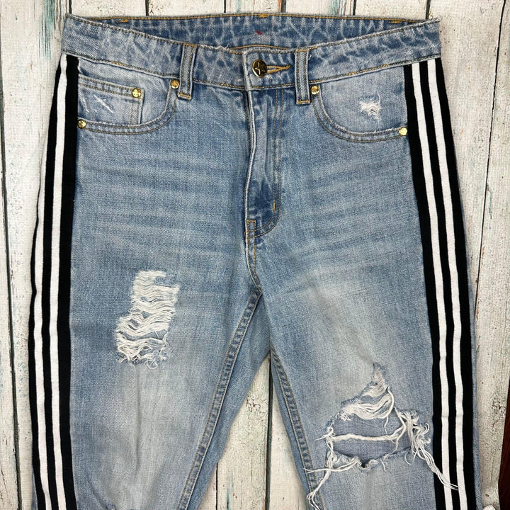 P.E.Nation Distressed Side Stripe Jeans - Size 26 - Jean Pool