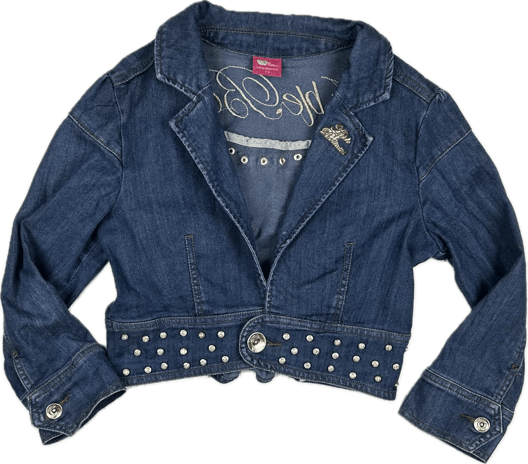 Apple Bottoms Girls Rhinestone Denim Logo Jacket - Jean Pool