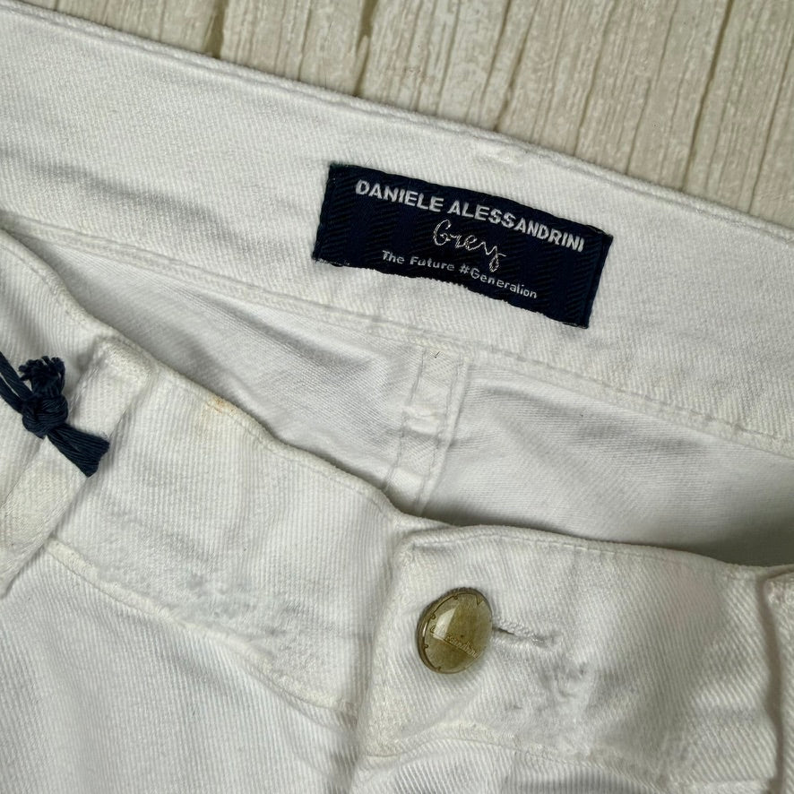 NWT -Daniele Alessandrini Italian 'Grey' Distressed White Jeans - 31