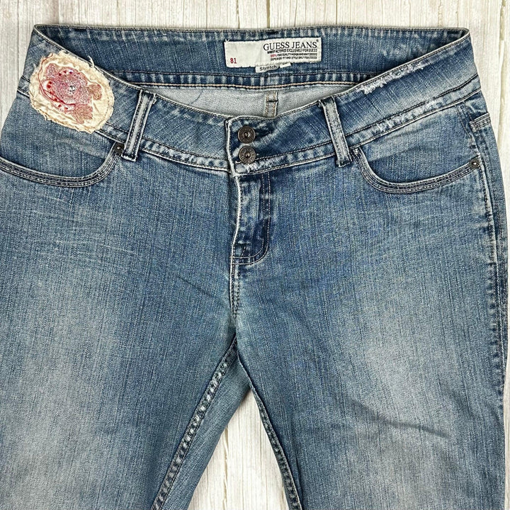 Guess Ladies Low Rise Wide Flare Jeans- Size 32 or 14AU