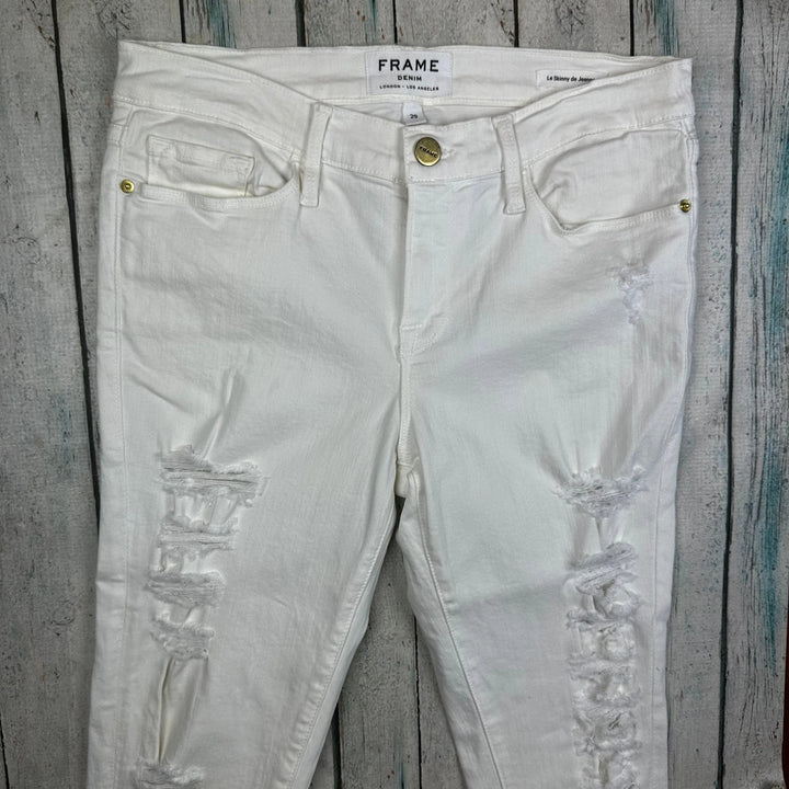 Frame Denim 'Le Skinny de Jeanne' White Busted Front Jeans -Size 29 - Jean Pool