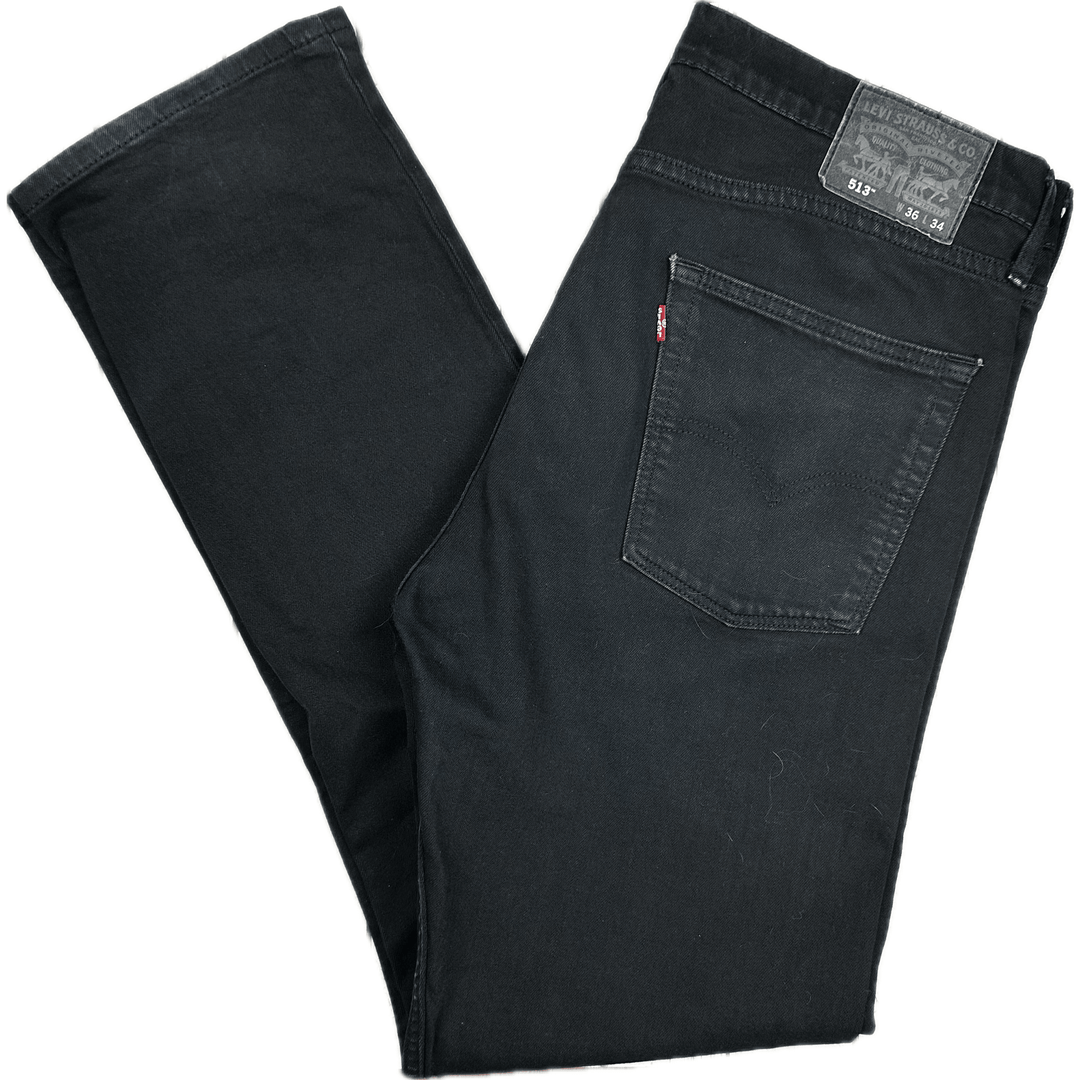 Levis Black 513 Mens Stretch Jeans - Size 36/34 - Jean Pool