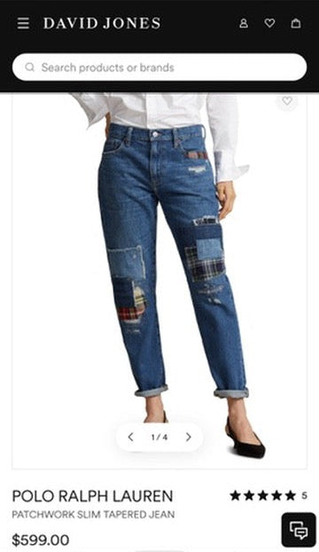 Polo Ralph Lauren 'Slim Boyfriend' Patchwork Denim Jeans - Size 26