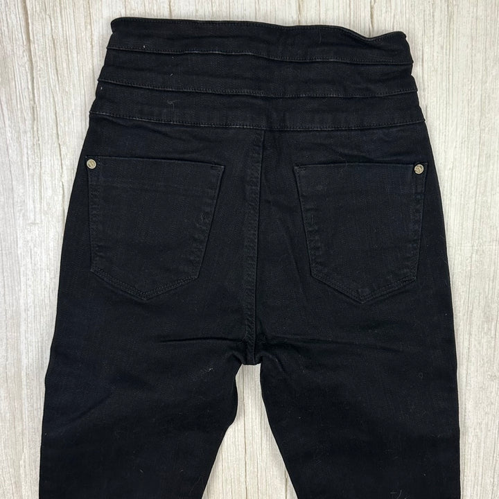 Kitten D'Amour High Skinny Exposed Button Black Jeans- Size 24