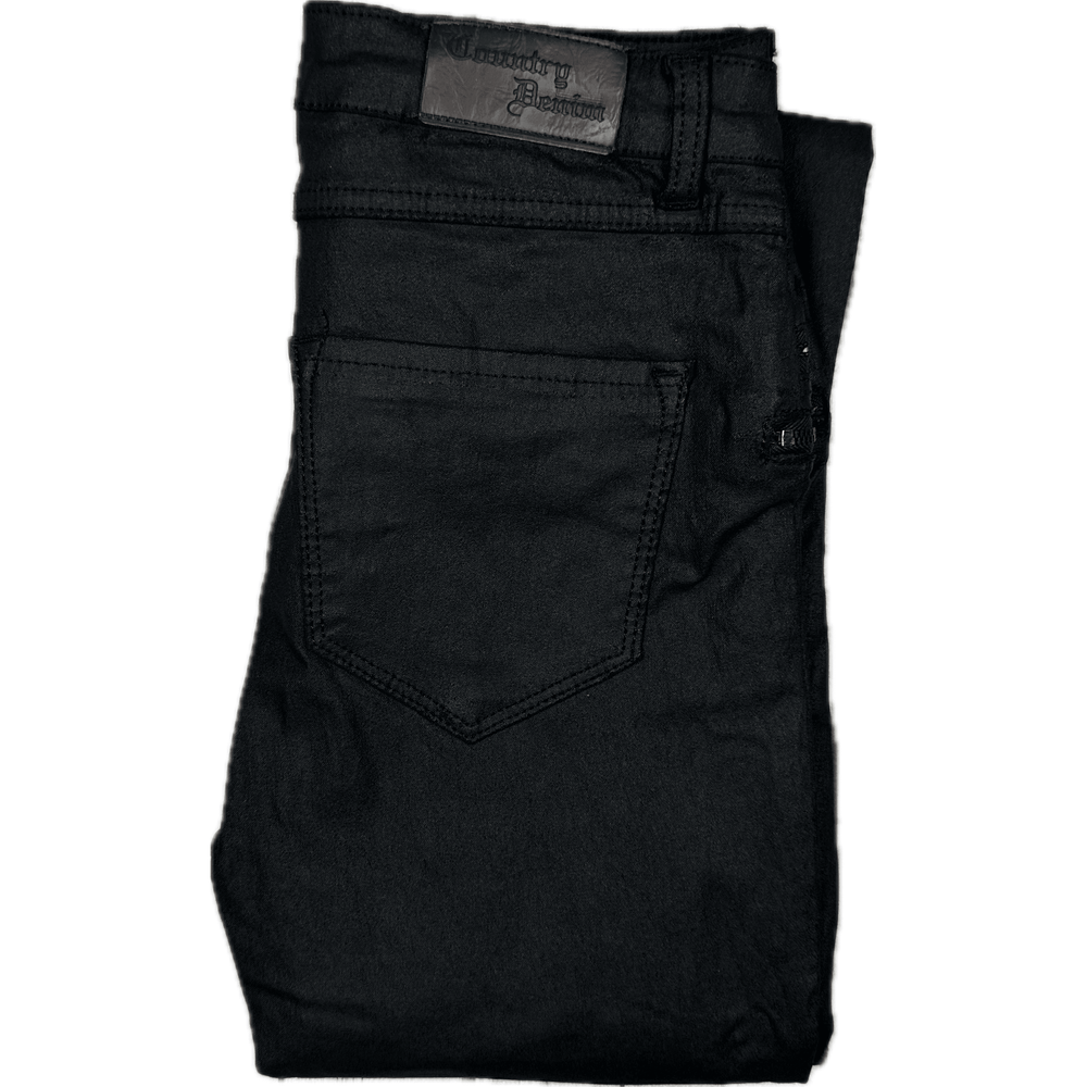 Country Denim Black Coated Skinny Zip Pocket Jeans -Size 7 - Jean Pool