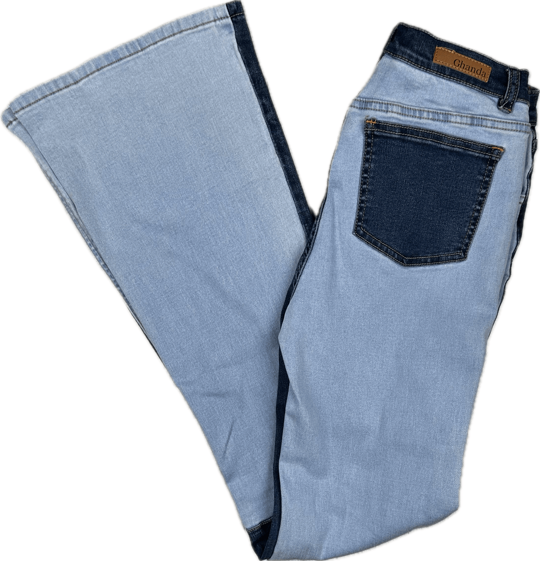 Ghanda Patch Panel 'Mischa' Denim Flare Leg Jeans - Size 8