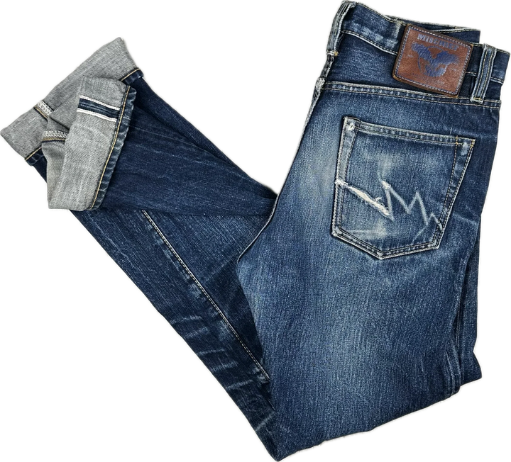 Mischief Aged Selvedge Denim Straight Jeans - Size 32