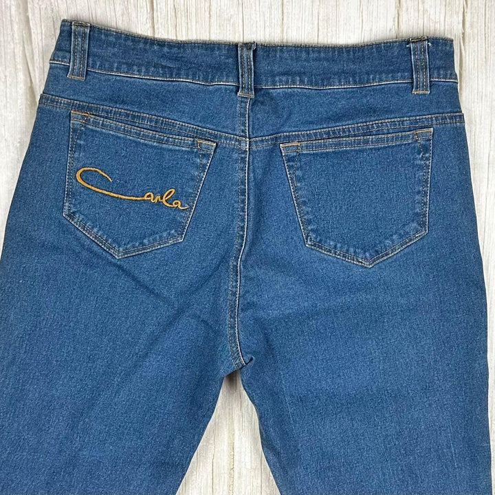 Carla Zampatti Slim Tapered Ladies Logo Jeans -Size 10