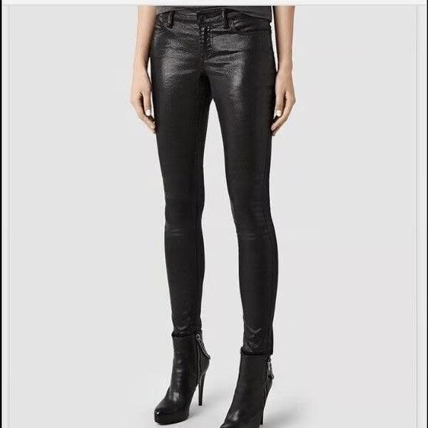 AllSaints -Ashby=Wet=Look=Black-Jeans