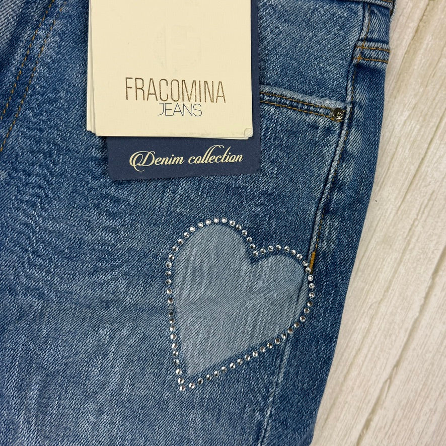 NWT - Francomina Jeans Italy 'Blue Love' Cropped Bootcut Jeans- Size 27