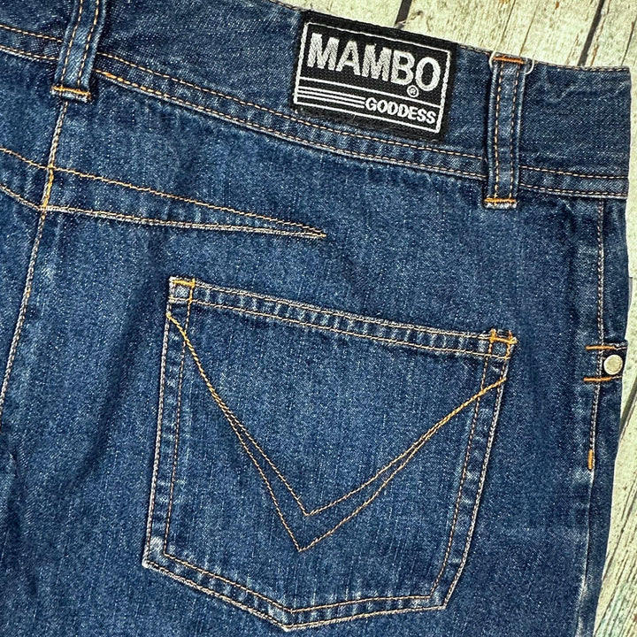 Mambo Vintage 90's Guitar front Denim Skirt - Suit Size 10 - Jean Pool