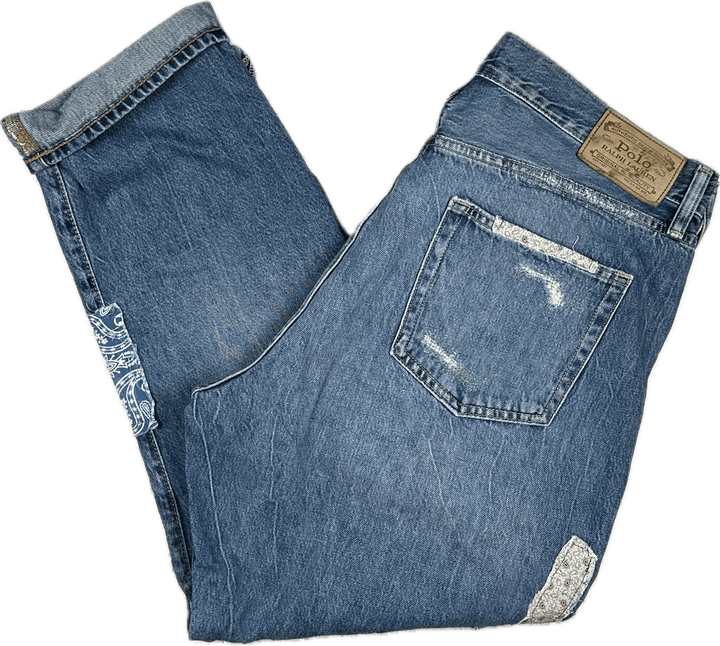 Ralph Lauren 'Avery Boyfriend' Patchwork Denim Jeans - Size 31 - Jean Pool