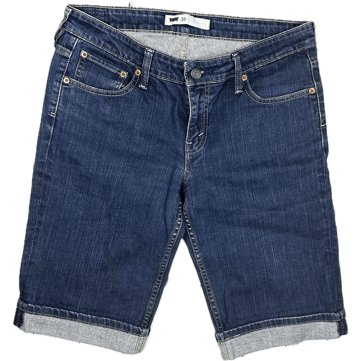 Levis Ladies Denim Distressed Bermuda Shorts - Size 30 - Jean Pool