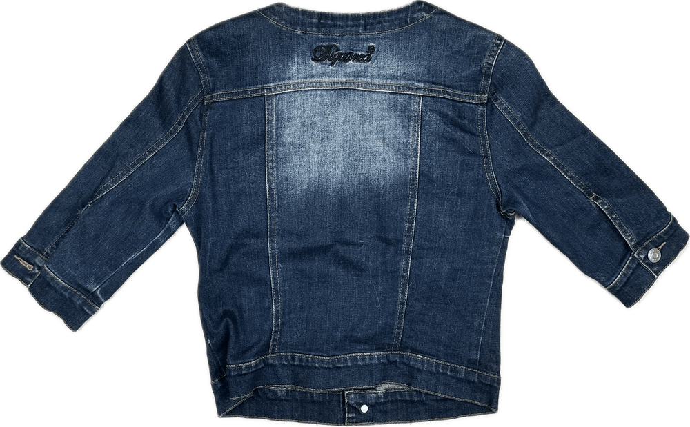 Dsquared2 Ladies Crop Sleeve Denim Jean Jacket - Size S - Jean Pool