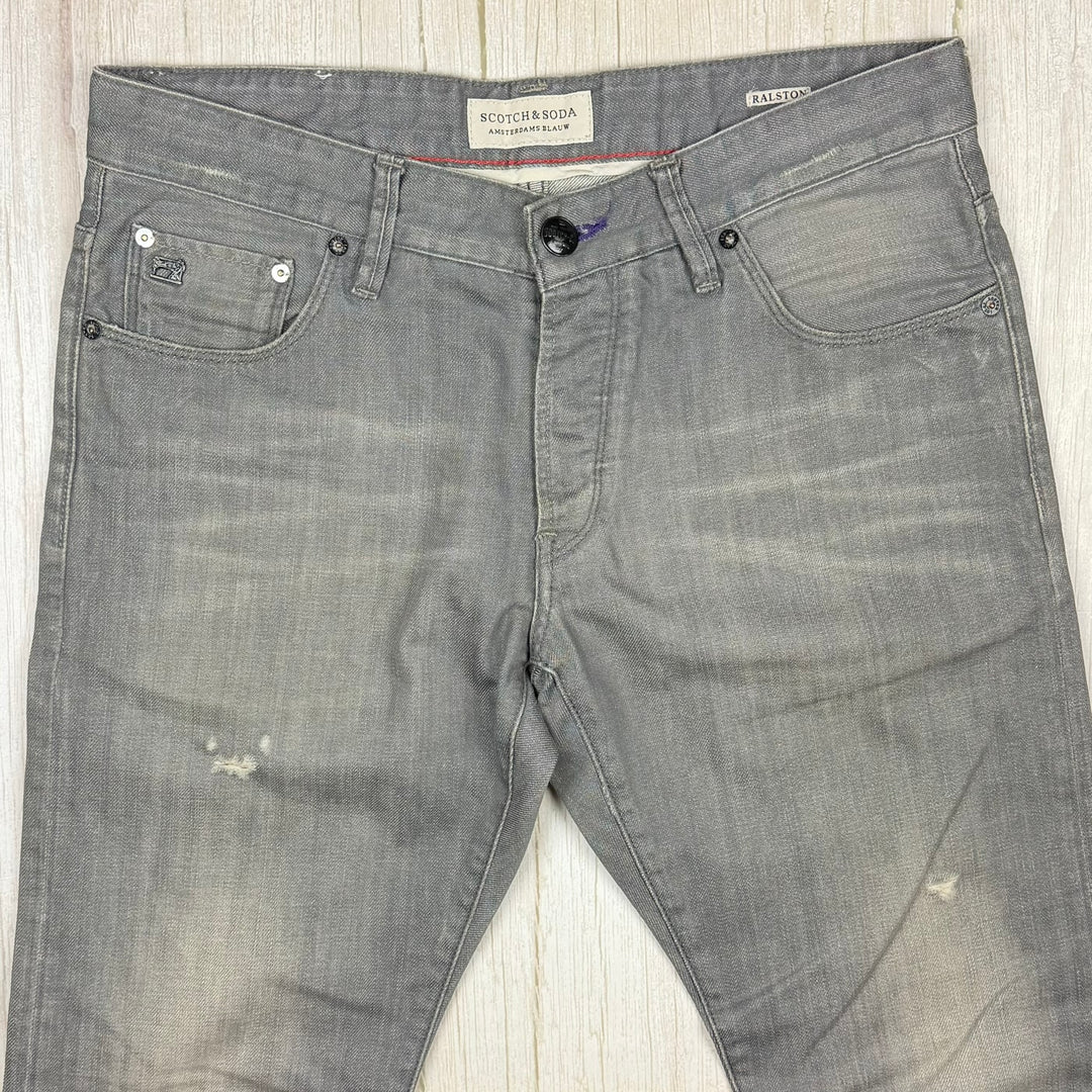 Scotch & Soda Mens 'Ralston' Slim Fit Grey Jeans- Size 32/34