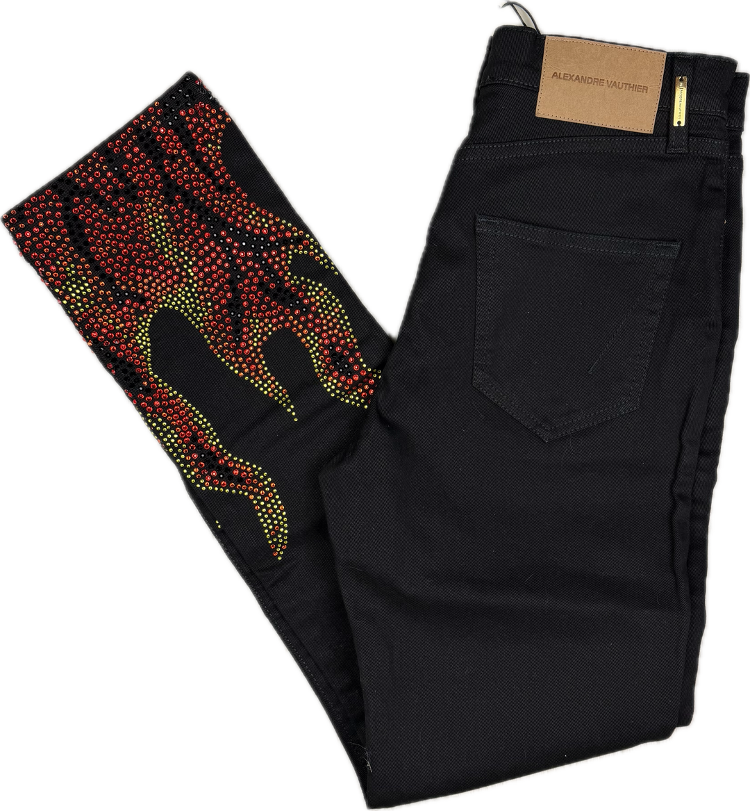 NWT - Alexandre Vauthier Paris Stunning Flame Jewelled Jeans - Size 26
