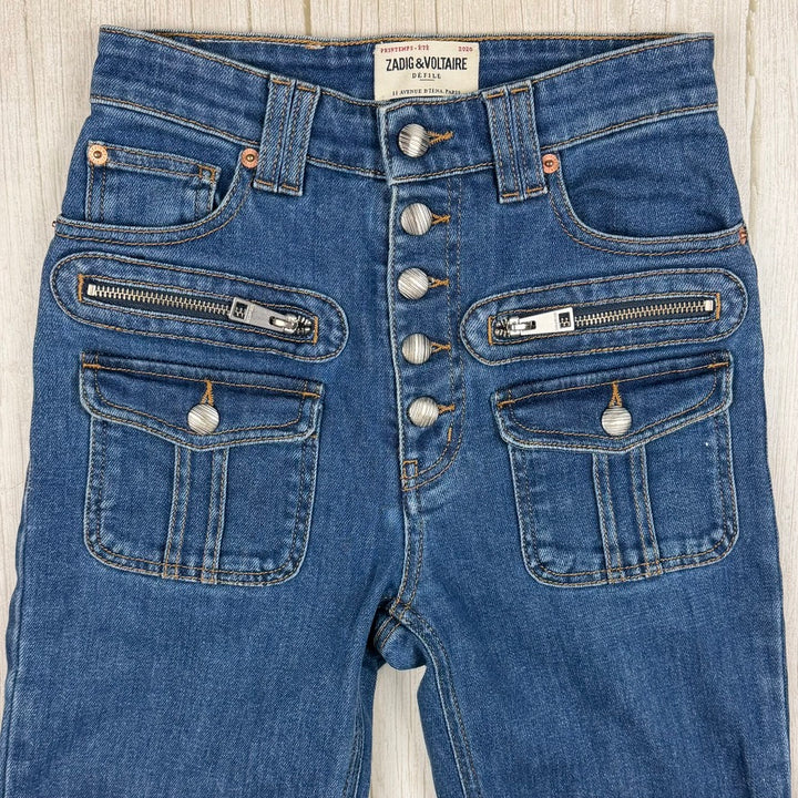 Zadig & Voltaire Paris High Slim Exposed Button 'Eyes' Jeans- Size 24