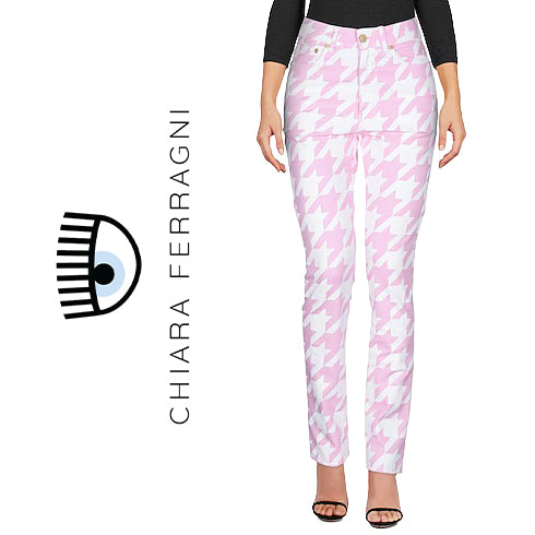 NWT -Chiara Ferragni Pie De Poule Pink Jeans- Size M