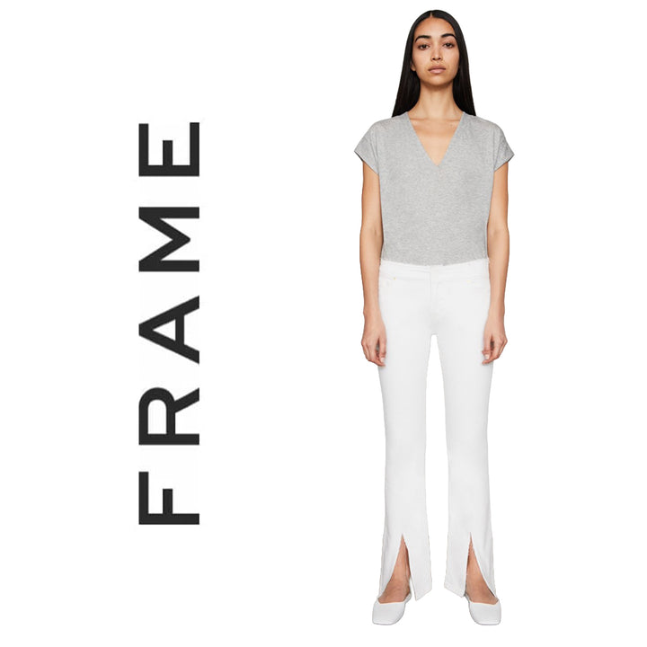 NWT- Frame Denim 'Cut Off Waist Mini Boot Slit' White Jeans RRP $495 -Size 25