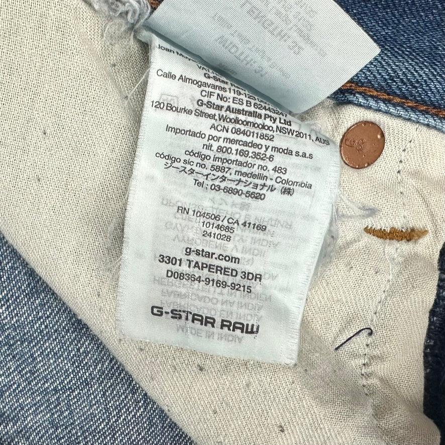 G Star Restored '3301 Tapered 3DR' Patch Look  Mens Jeans -Size 31/32