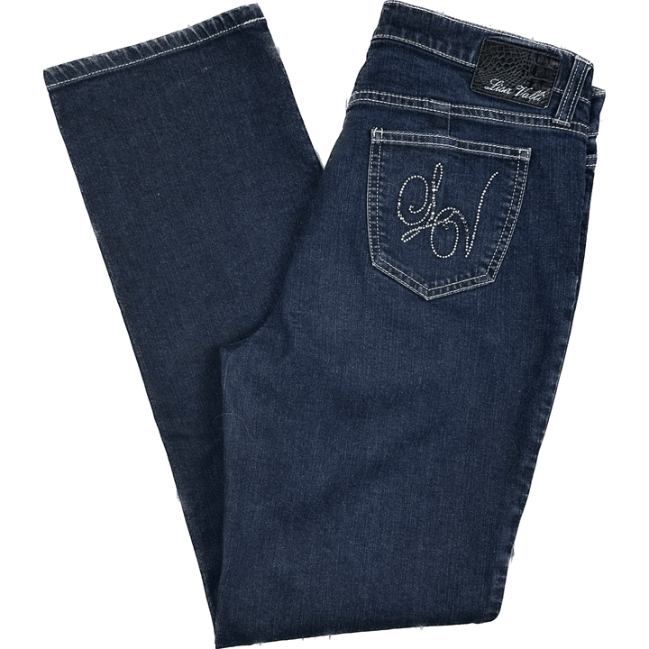 Lisa Valli Straight Leg 'LV' Logo Stretch Jeans Size- 29 - Jean Pool