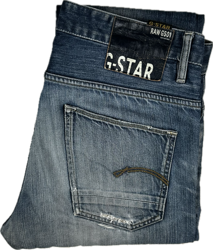 G Star Raw 'Yield Slim' Mens Distressed Jeans -Size 34