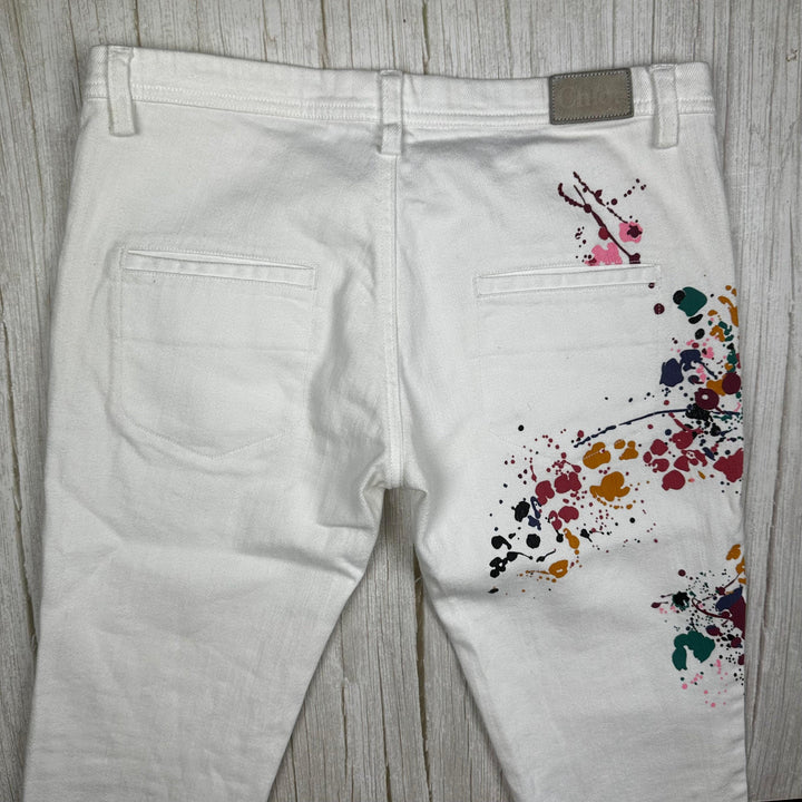 Chloe Cropped Paint Splatter  Capri Jeans- Size 8/10