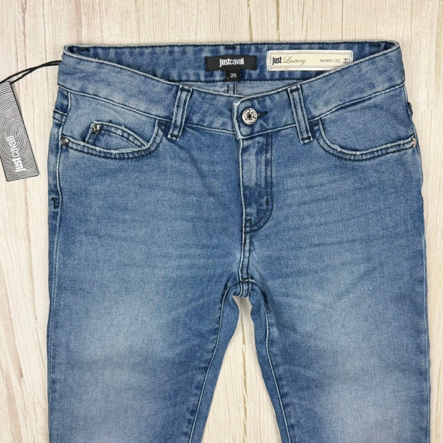 NWT- Just Cavalli Italy Ladies Logo Pocket Jeans - Size 26"