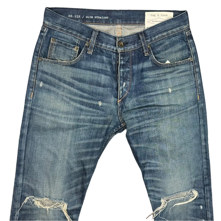 Rag & Bone Mens 'RB 15X' Slim Straight Distressed Jeans - Size 32