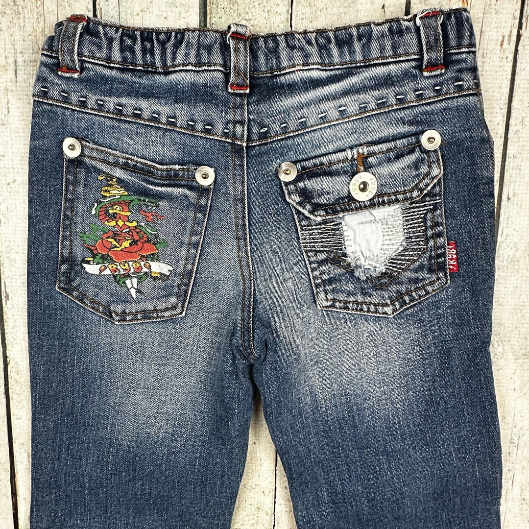 Rock your Baby Tattoo Print Distressed Denim Jeans- Size 5 - Jean Pool