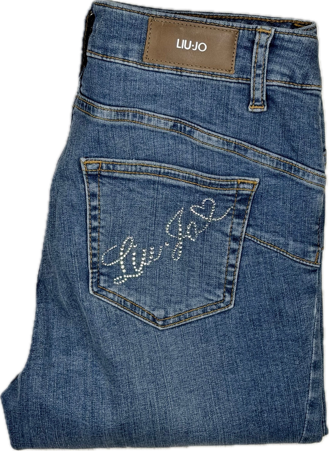 Liu-Jo Jeans Italian Ladies Slim Crystal Logo Jeans - Size 29