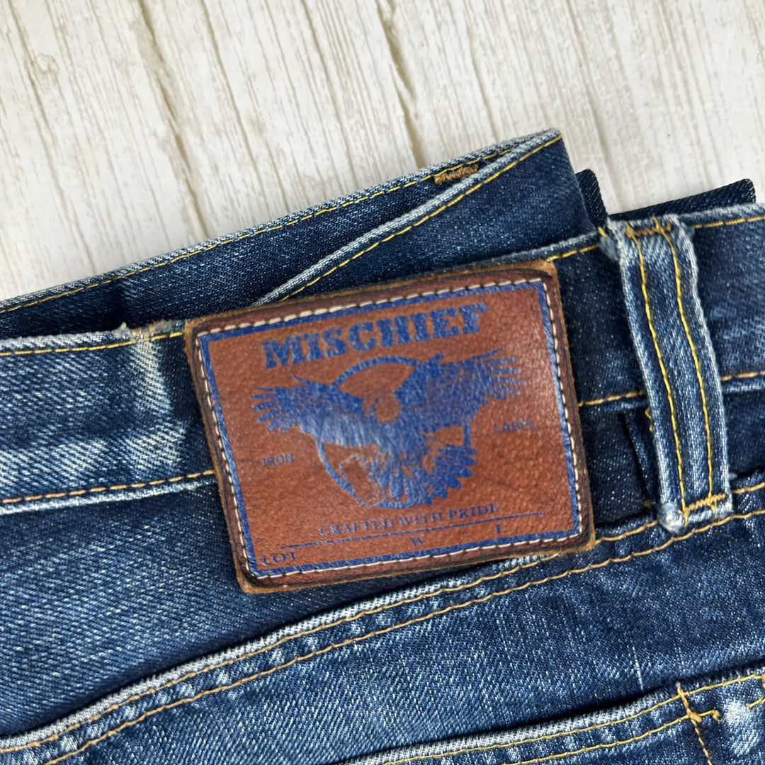 Mischief Aged Selvedge Denim Straight Jeans - Size 32
