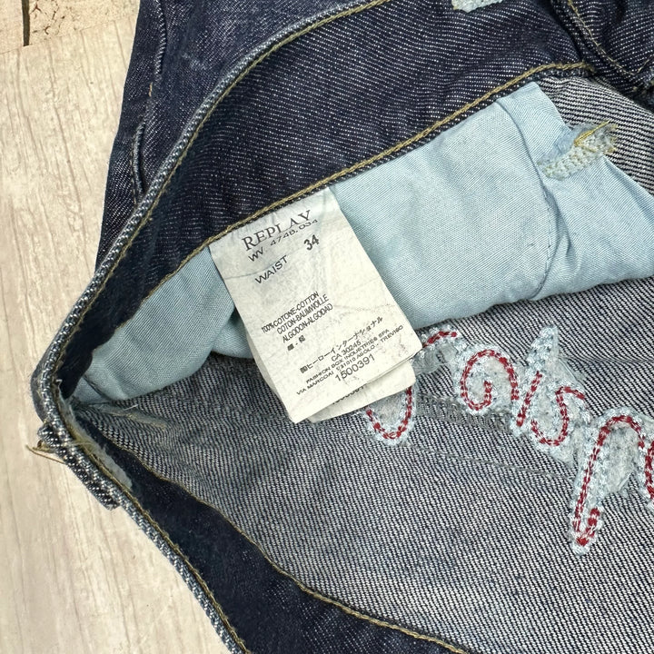 Replay Italy Mens Y2K Logo Seat Bootcut Jeans- Size 34