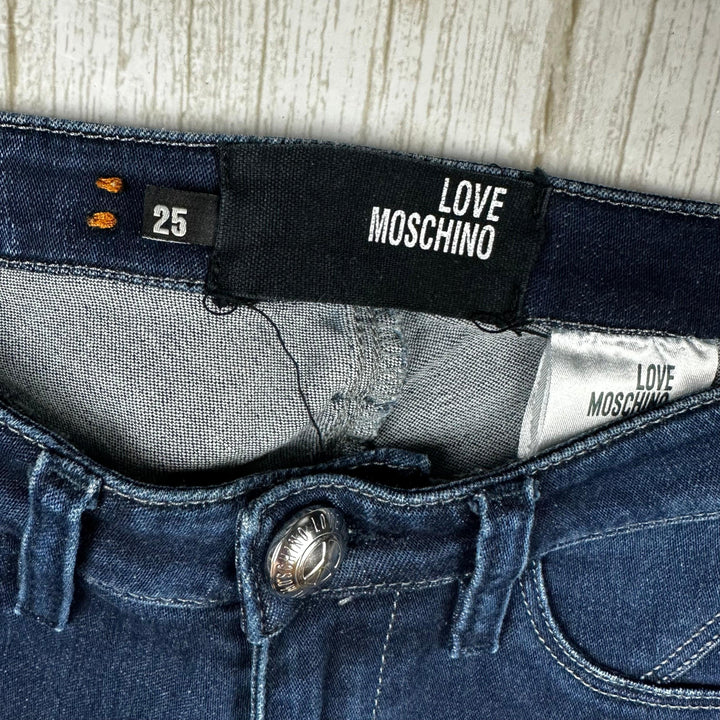 Love Moschino Blue Skinny Logo Jeans - Size 25 - Jean Pool