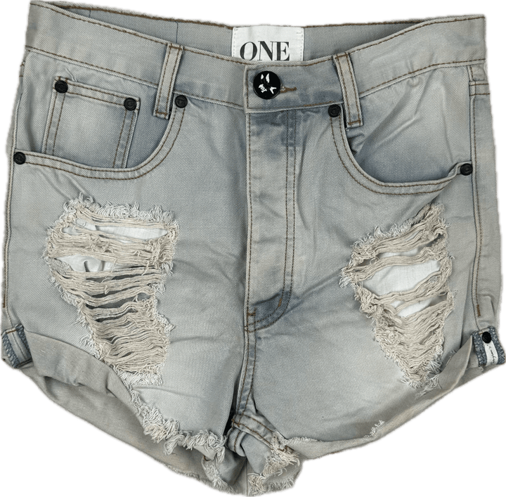 One Teaspoon 'Outlaws' Destroyed Denim Shorts  - Size 24