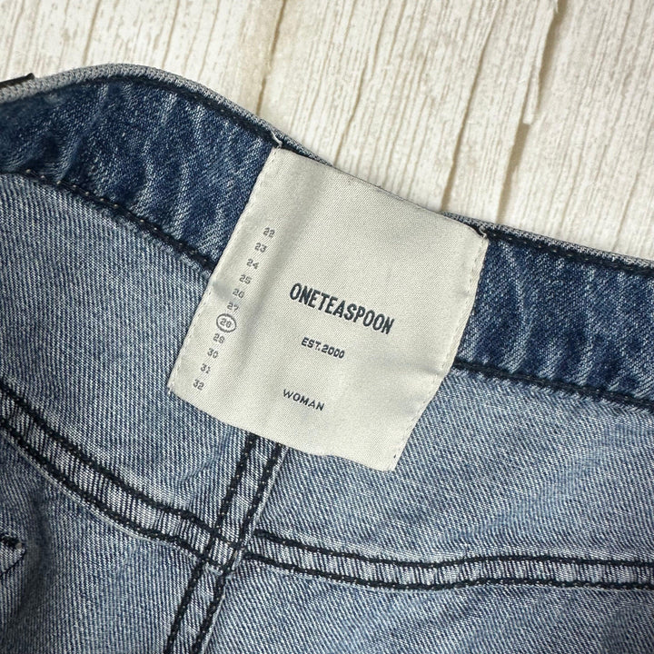 One Teaspoon 'Bandits' Mid Waist Rolled Cuff Denim Shorts  - Size 28"