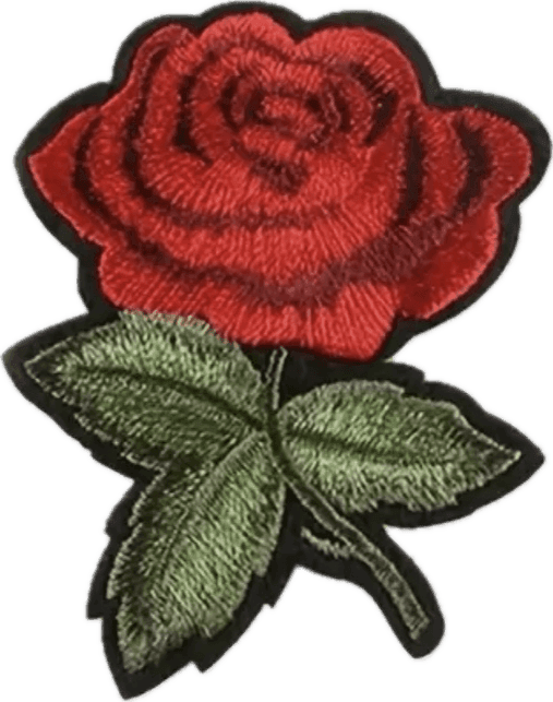 Single Red Rose Small- Embroidered Cloth Patch - Jean Pool