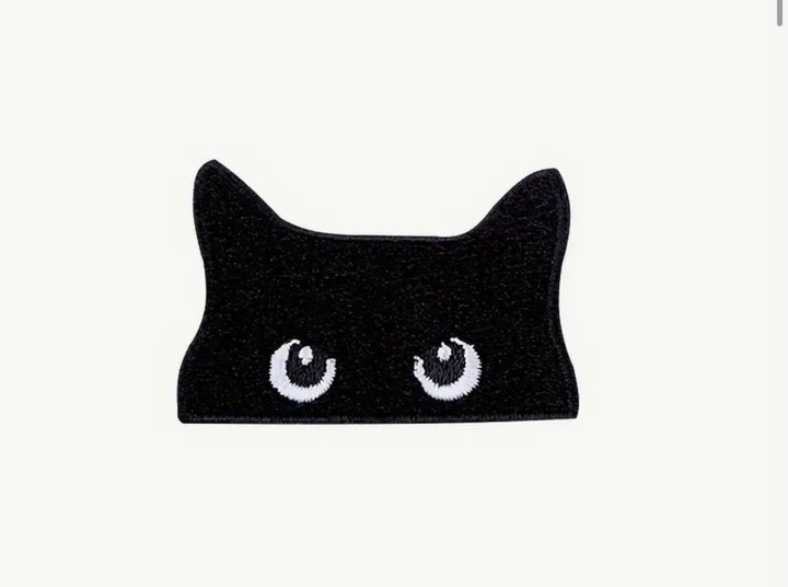 Peeking Black Cat- Embroidered Cloth Patch