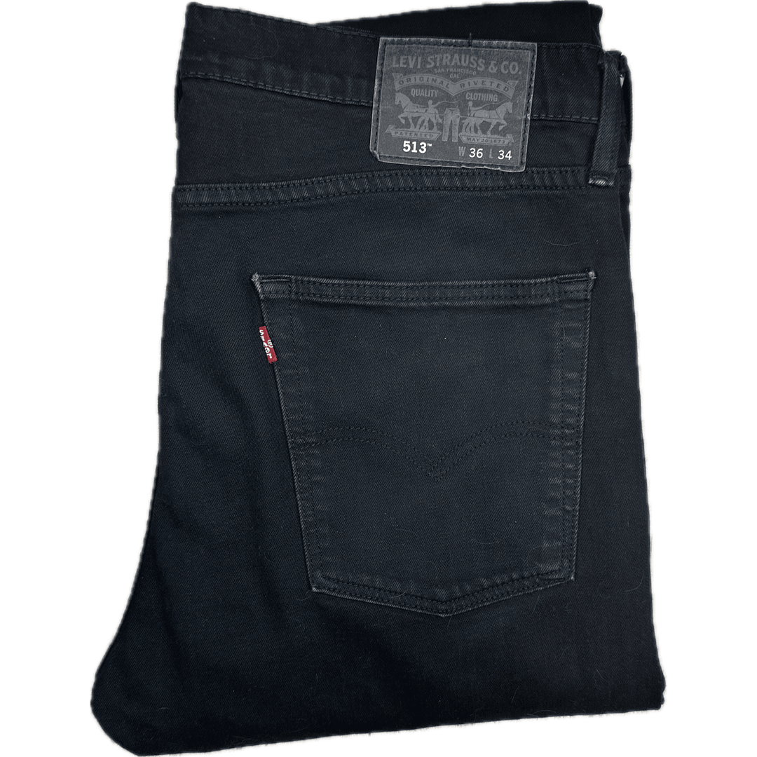 Levis Black 513 Mens Stretch Jeans - Size 36/34 - Jean Pool