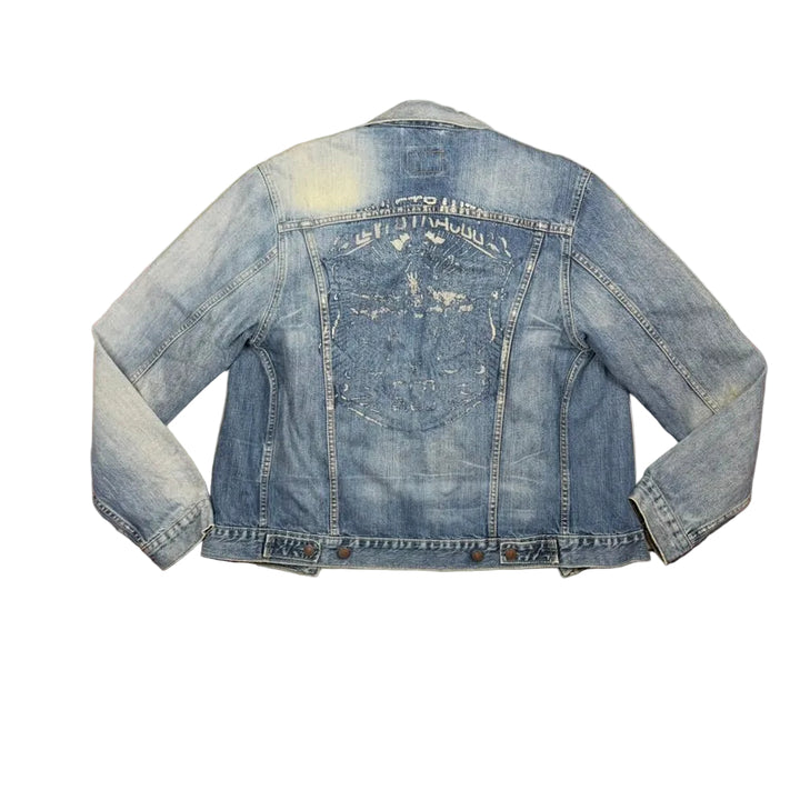 Levis Trucker Light Stonewash Jacket Aged Logo Print- Size L