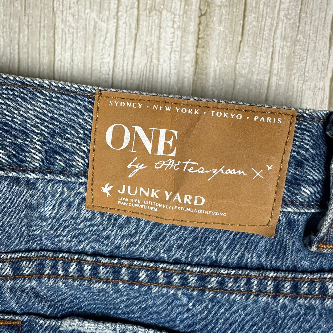 One X One Teaspoon 'Junkyard' Destroyed Denim Skirt  - Size 28