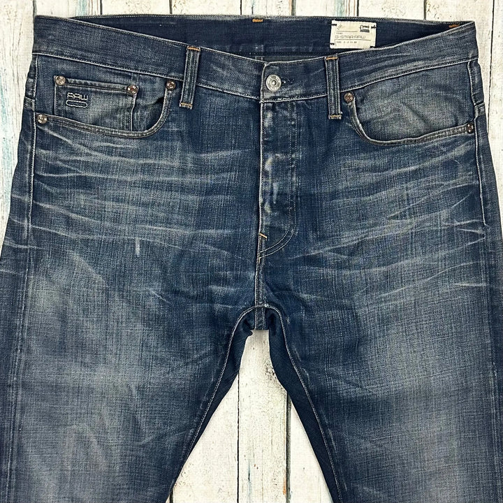 G Star 3301 'Straight' Distress Wash Mens Jeans -Size 38/34 - Jean Pool