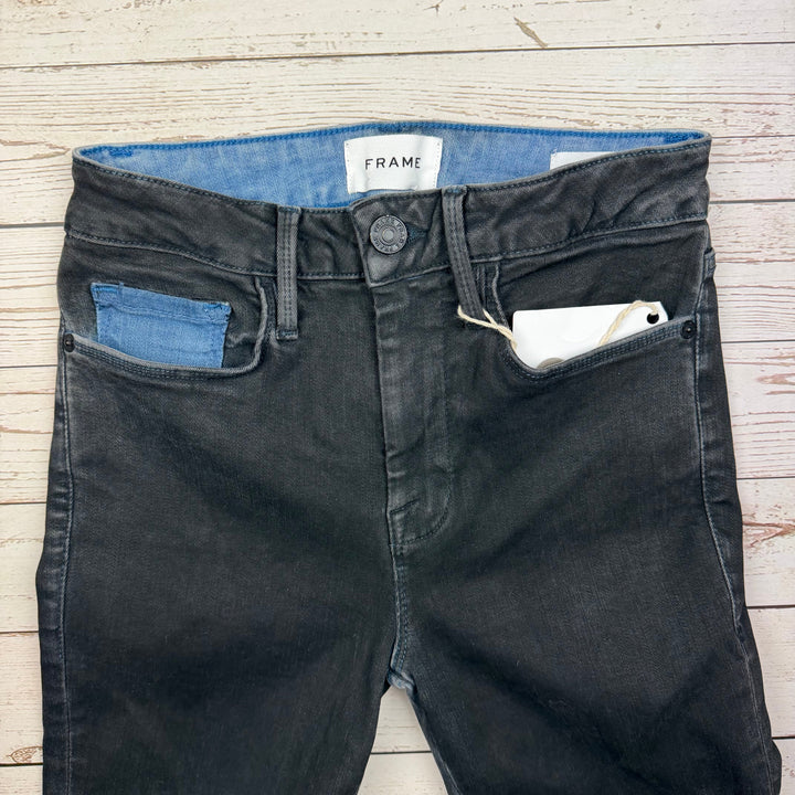 NWT- Frame Denim 'Le One' Mid Rise Black Jeans RRP $425 -Size 6/8