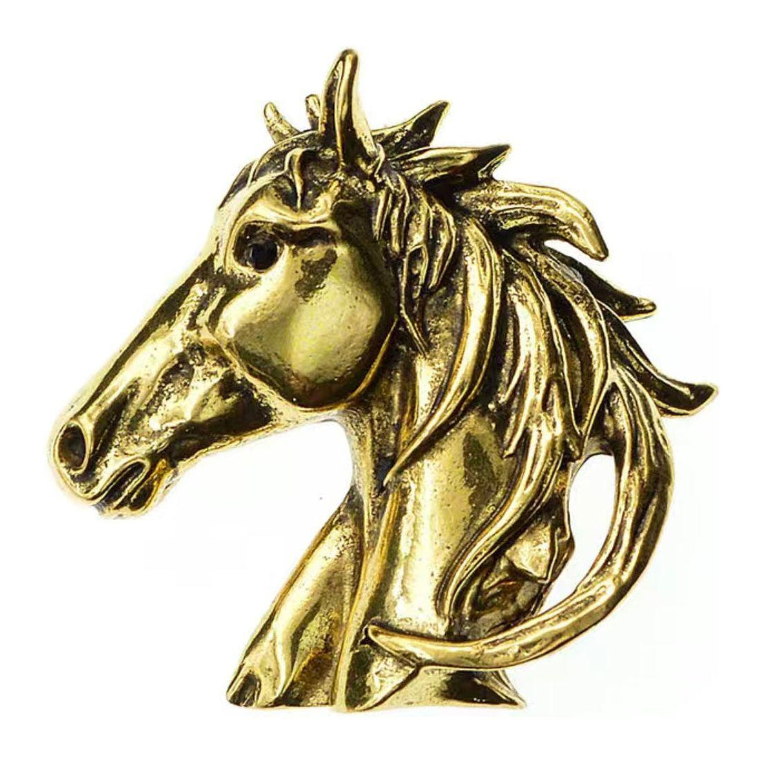 Gold Horse Head Brooch - Jean Pool
